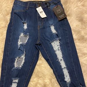 NWT Fashion Nova Distressed Bermuda Shorts